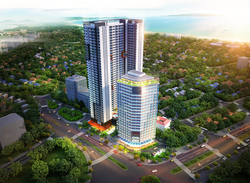 Phối cảnh tổng thể dự án Grand Center Quy Nhon tại trung tâm thành phố biển Quy Nhơn, tỉnh Bình Định.